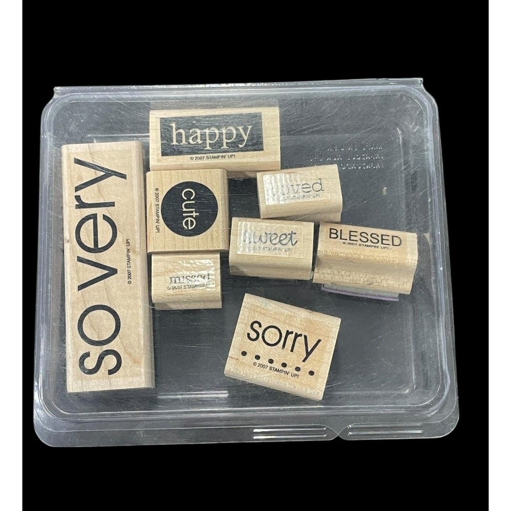 Stampin' Up! Wood Mounted Stamps Lot of 8‎ Sentiment Words 2007